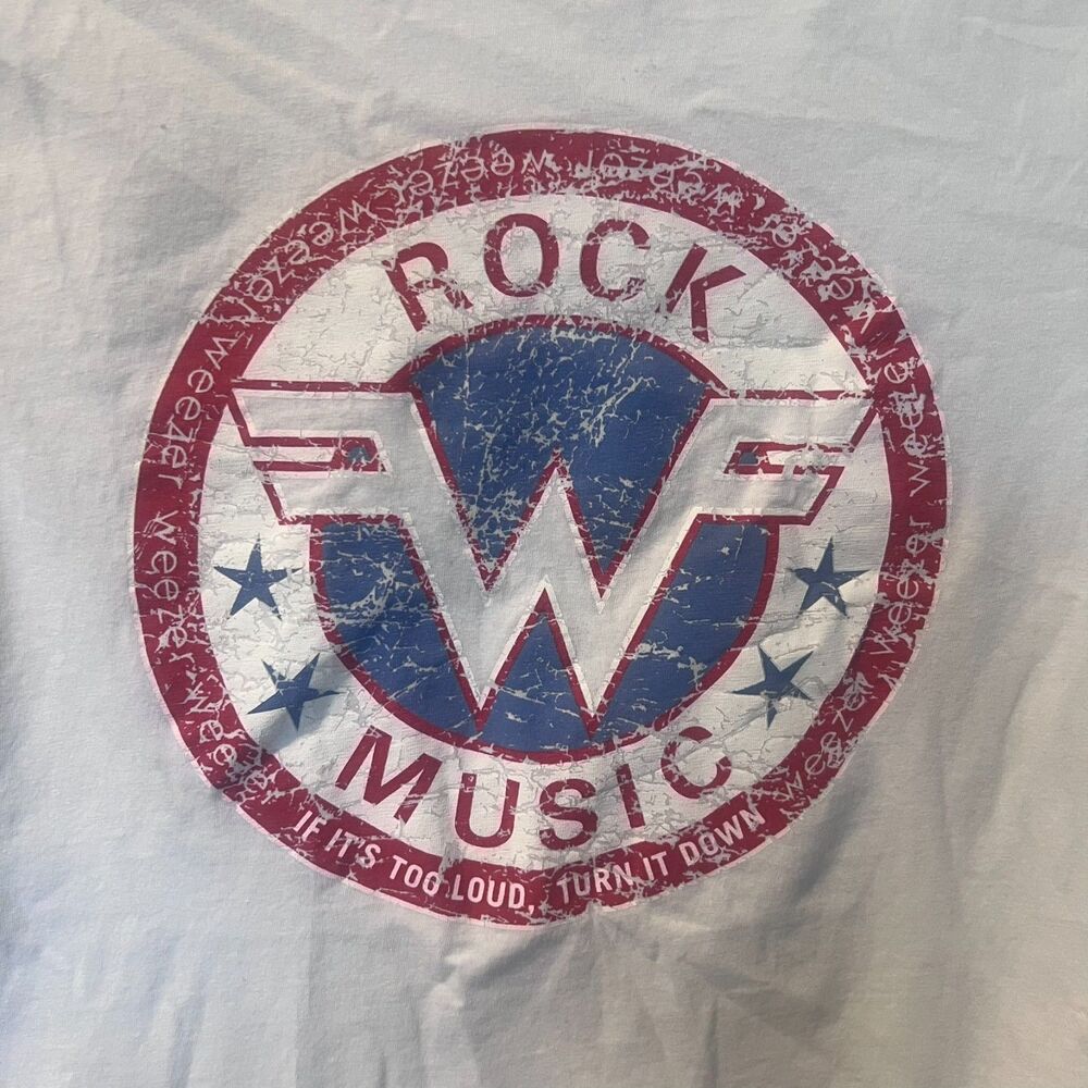 Official Weezer "Rock Music" Distressed Logo Graphic T-Shirt - Size - Picture 4 of 5
